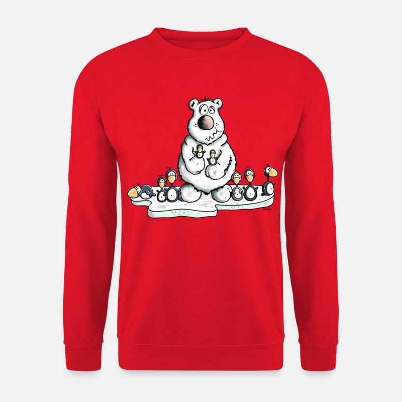 Eisbär mit Pinguinen - Unisex Pullover - Rot
