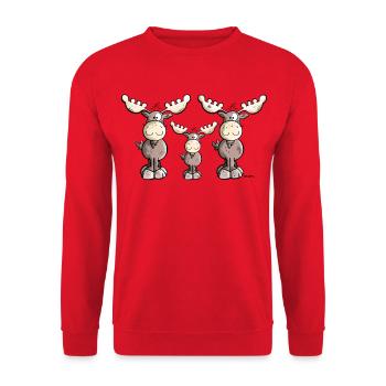 Elch Familie - Unisex Pullover - Rot - Vorne - Alina (178cm) & Michal (187cm)