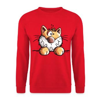 Mignon Chaton - Sweat-shirt Unisexe - rouge - Devant - Alina (178cm) & Michal (187cm)