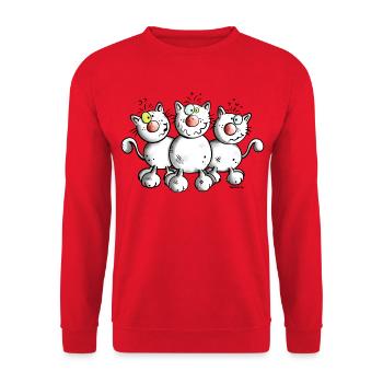 Trois Chats - Sweat-shirt Unisexe - rouge - Devant - Alina (178cm) & Michal (187cm)