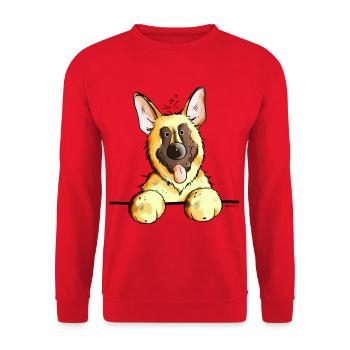 Funny German Shepherd - Unisex Sweatshirt - red - Front - Alina (178cm) & Michal (187cm)