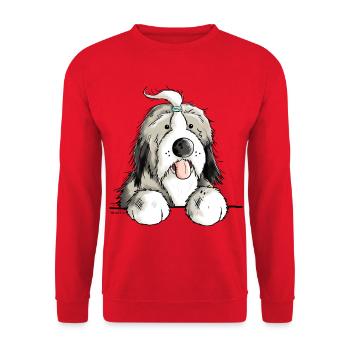 Happy Bearded Collie - Sweat-shirt Unisexe - rouge - Devant - Alina (178cm) & Michal (187cm)