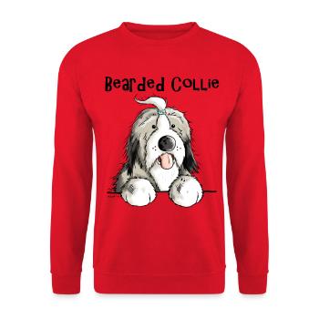 Mignon Bearded Collie - Sweat-shirt Unisexe - rouge - Devant - Alina (178cm) & Michal (187cm)