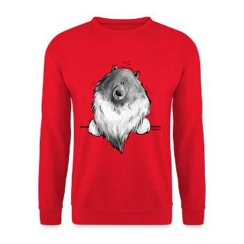 Cadeau drôle de chien de bande dessinée Wolfsspitz I - Sweat-shirt Unisexe - rouge - Devant - Alina (178cm) & Michal (187cm)