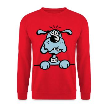 Knuffiges Hündchen - Unisex Pullover - Rot - Vorne - Alina (178cm) & Michal (187cm)