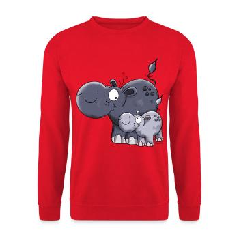 Hippopotame - Sweat-shirt Unisexe - rouge - Devant - Alina (178cm) & Michal (187cm)