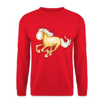 Fast Haflinger I Horse Horses Comic - Unisex Sweatshirt - red - Front - Alina (178cm) & Michal (187cm)