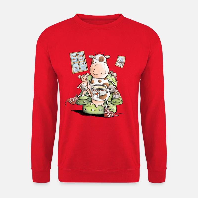 Auch Kühe lieben Gemütlichkeit I Kuh - Unisex Pullover - Rot