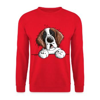 Happy Saint Bernard - Unisex Sweatshirt - red - Front - Alina (178cm) & Michal (187cm)