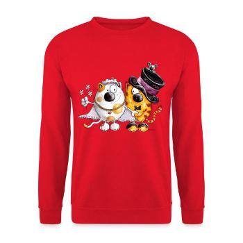 Cats Wedding - Unisex Sweatshirt - red - Front - Alina (178cm) & Michal (187cm)