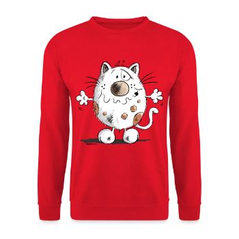 Mignon chat comique - Sweat-shirt Unisexe - rouge - Devant - Alina (178cm) & Michal (187cm)