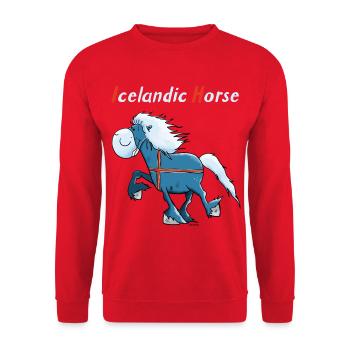 Icelandic horse on tour - Unisex Sweatshirt - red - Front - Alina (178cm) & Michal (187cm)