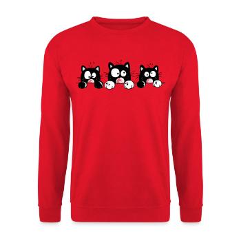 Drôle chat dessin animé - Sweat-shirt Unisexe - rouge - Devant - Alina (178cm) & Michal (187cm)