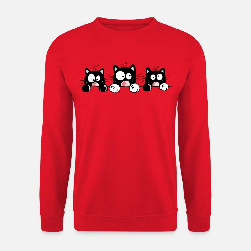 Neugierige Katzen - Unisex Pullover - Rot
