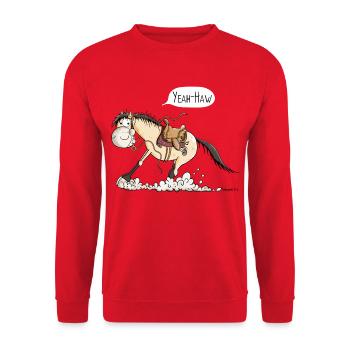 Yeah Haw Quarter Horse - Sweat-shirt Unisexe - rouge - Devant - Alina (178cm) & Michal (187cm)