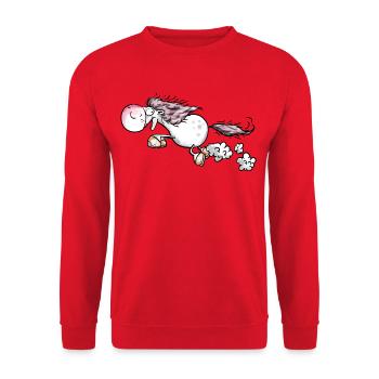 Pferd gibt Vollgas - Unisex Pullover - Rot - Vorne - Alina (178cm) & Michal (187cm)