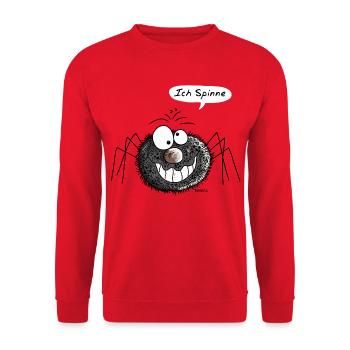Ich Spinne - Smile - Spinnen - Schwarz - Lachen - Unisex Pullover - Rot - Vorne - Alina (178cm) & Michal (187cm)