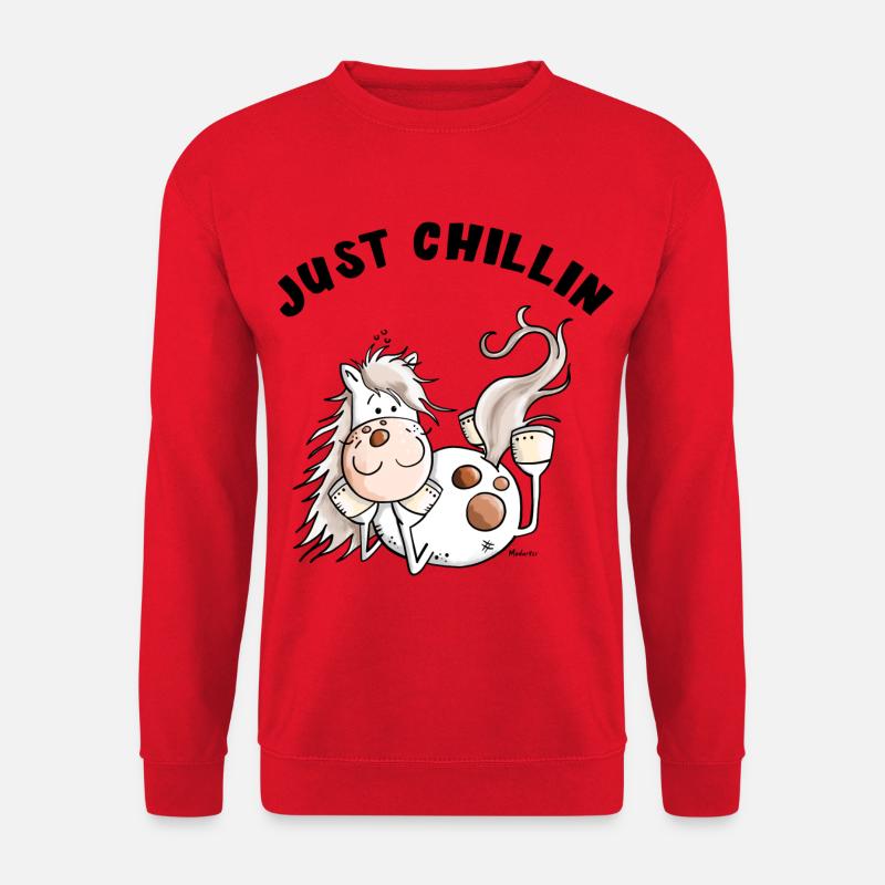 Chillendes Pferd - Comic - Pferde - Geschenk - Unisex Pullover - Rot