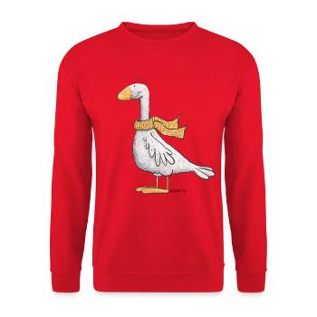 Oie avec foulard I Volaille I Canard I Oiseau - Sweat-shirt Unisexe - rouge - Devant - Alina (178cm) & Michal (187cm)