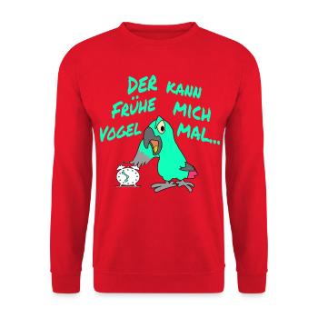 Der Frühe Vogel kann mich mal !!! - Unisex Pullover - Rot - Vorne - Alina (178cm) & Michal (187cm)