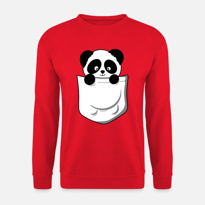 Panda panda bear pocket funny cute - Unisex Sweatshirt - red