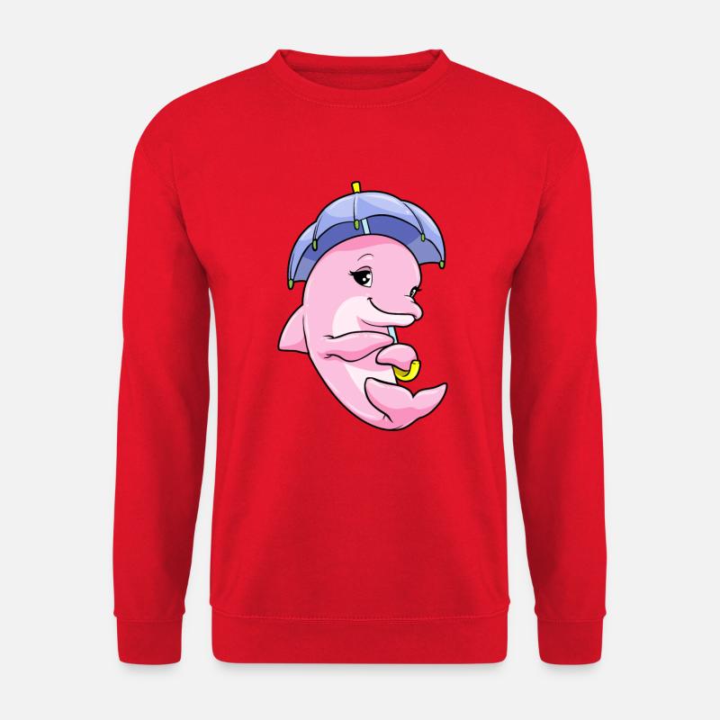 Delfin Regenschirm - Unisex Pullover - Rot