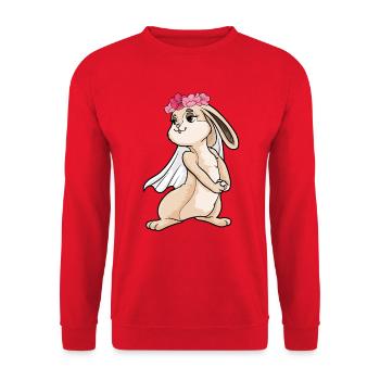 bunny bride veil wedding - Unisex Sweatshirt - red - Front - Alina (178cm) & Michal (187cm)
