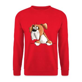 Heureux chien boxer allemand - Sweat-shirt Unisexe - rouge - Devant - Alina (178cm) & Michal (187cm)