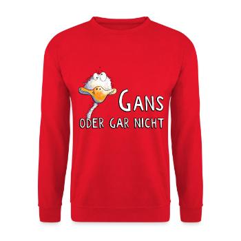 Gans Oder Gar Nicht I Gänse Wortspiel - Unisex Pullover - Rot - Vorne - Alina (178cm) & Michal (187cm)