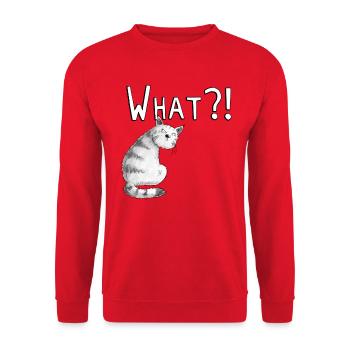 Annoyed cat I cat motif with saying I - Unisex Sweatshirt - red - Front - Alina (178cm) & Michal (187cm)