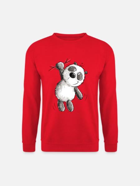 Panda hænger af jeg Panda bjørn I Pandas dyremotiv - Unisex sweater - rød