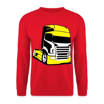 Camion Jaune Pop Art - Sweat-shirt Unisexe - rouge - Devant - Alina (178cm) & Michal (187cm)