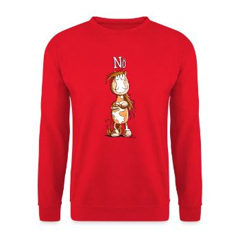 Nö Pferd I Einfach Nö Tiermotiv - Unisex Pullover - Rot - Vorne - Alina (178cm) & Michal (187cm)