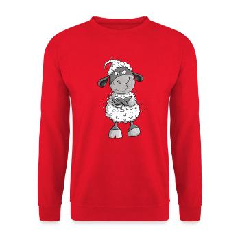Nope sheep I no statement comic animal motif Fun - Unisex Sweatshirt - red - Front - Alina (178cm) & Michal (187cm)