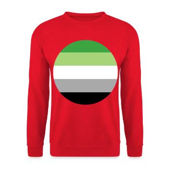 runde Aufkleber aromantic Stolz Flagge lgbt Geschenkidee - Unisex Pullover - Rot - Vorne - Alina (178cm) & Michal (187cm)