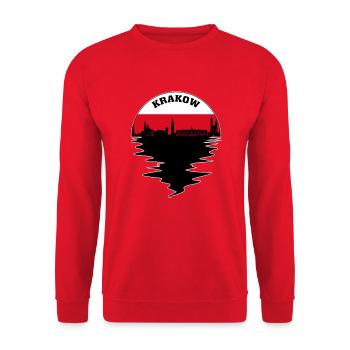 Krakau Polen Skyline Polnische Flagge Reisesouvenir - Unisex Pullover - Rot - Vorne - Alina (178cm) & Michal (187cm)