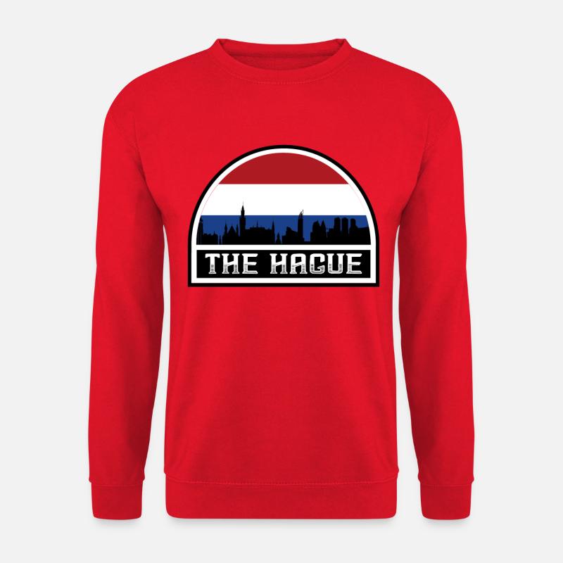 Den Haag Niederlande Skyline Landmark Dutch Flag - Unisex Pullover - Rot