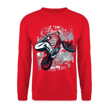 BMX Fahrrad | BMX Rad | Cooles BMX | Geschenkidee - Unisex Pullover - Rot - Vorne - Alina (178cm) & Michal (187cm)