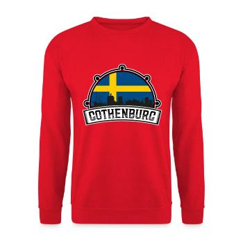 Gothenburg Sweden Skyline Travel Souvenir Swedish - Unisex Sweatshirt - red - Front - Alina (178cm) & Michal (187cm)