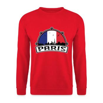 Paris France Skyline Voyage Souvenir Drapeau Français - Sweat-shirt Unisexe - rouge - Devant - Alina (178cm) & Michal (187cm)