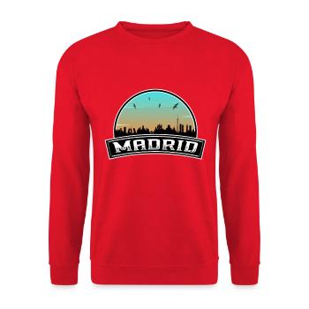 Madrid Espagne Skyline Souvenir espagnol - Sweat-shirt Unisexe - rouge - Devant - Alina (178cm) & Michal (187cm)