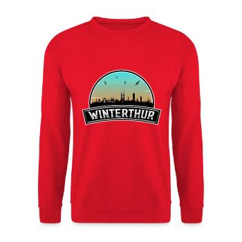 Winterthur Schweiz Skyline Schweizer Souvenir - Unisex Pullover - Rot - Vorne - Alina (178cm) & Michal (187cm)