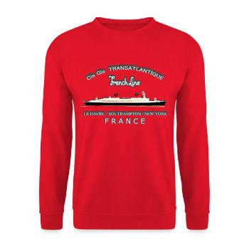 PAQUEBOT FRANCE Louis RUNEMBERG © Adagp - Sweat-shirt Unisexe - rouge - Devant - Alina (178cm) & Michal (187cm)