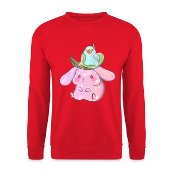 Rabbit and Parrot Shirt – Funny Animal Mom Tee - Unisex Sweatshirt - red - Front - Alina (178cm) & Michal (187cm)