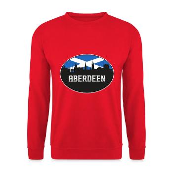 Aberdeen Scotland Skyline Silhouette Scottish Flag - Unisex Sweatshirt - red - Front - Alina (178cm) & Michal (187cm)