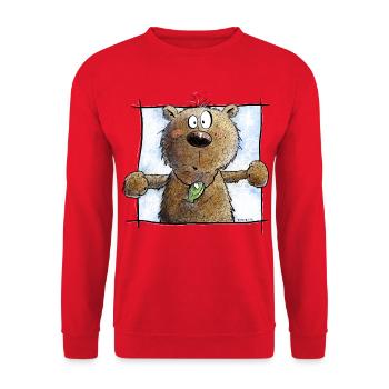 Droll Brown Bear I Wild Animal Comic - Sweat-shirt Unisexe - rouge - Devant - Alina (178cm) & Michal (187cm)