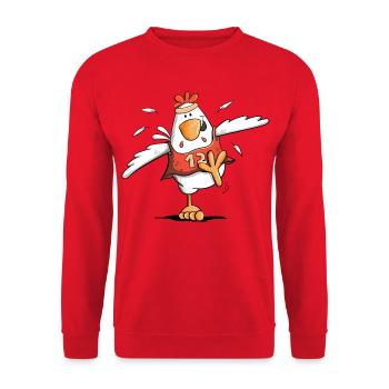 Running Chicken I Race Chickens I Marathon - Unisex Sweatshirt - red - Front - Alina (178cm) & Michal (187cm)