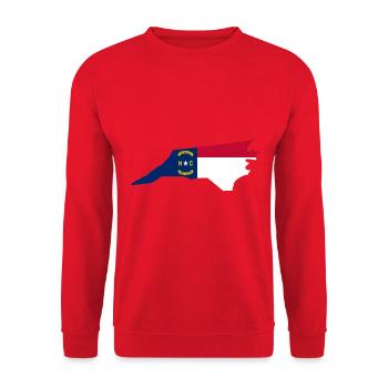 North Carolina USA State North Carolina Flagge Karte - Unisex Pullover - Rot - Vorne - Alina (178cm) & Michal (187cm)