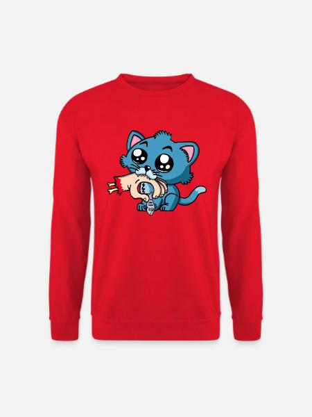 Wenn das Kätzchen Hunger hat - Unisex Pullover - Rot