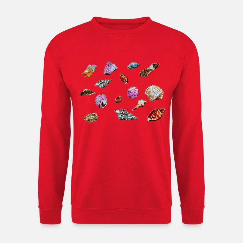 Bunte Muscheln Meeresmuster - Unisex Pullover - Rot